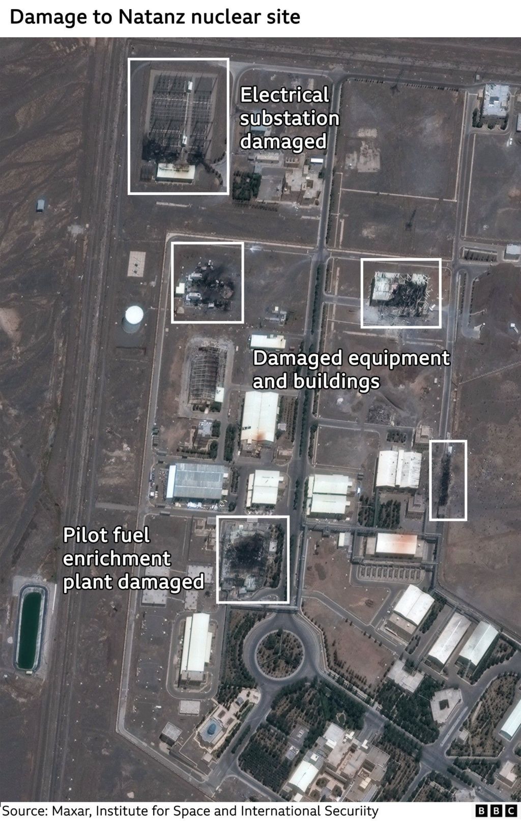 A graphic showing damage to Natanz nuclear site